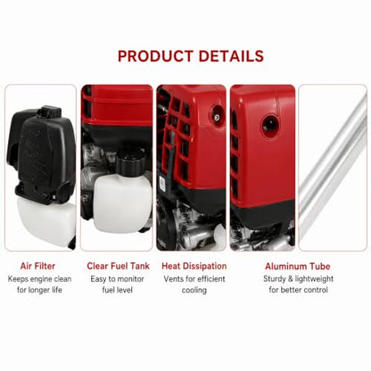 38.3CC 4-Stroke Gas Powered 2 in 1 Brush Cutter with Marine Propeller