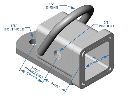 TOPTOW Bolt-on ATV/UTV Trailer Hitch Receiver Adapter for 2 inch Receivers, 5/8 inch Bolt Kit - size: Bolt-on 2" Receiver, 5/8" Bolt Kit