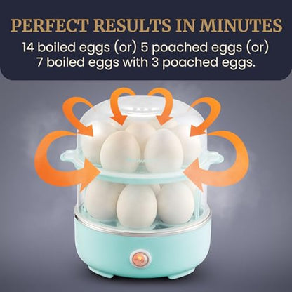 Elite Gourmet EGC1215M Easy Egg Cooker, Two-Tiered, 14-Egg, Mint - color: Mint, size: 14-Egg