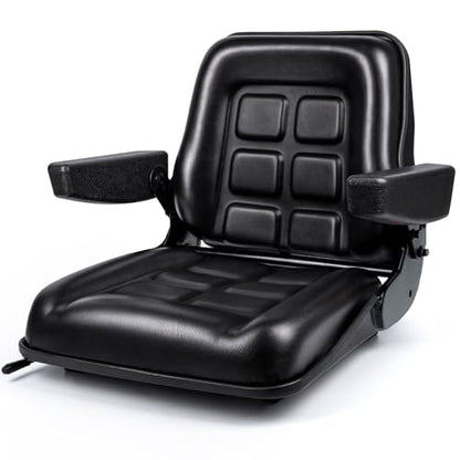 SEATIN Universal Forklift Seat with Adjustable Mounting Holes, Armrests & Micro Switch – Foldable Tractor Seat for Mowers,Skid Steer Loaders,Backhoe,Telehandler (with armrest)