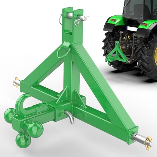 3 Point Trailer Hitch 2” Receiver for Cat 1 Tractor Quick Hitch Attachment - color: Green