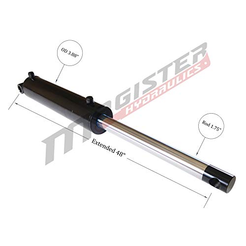 Magister Hydraulic Cylinder 3.5" Bore x 20" Stroke, Welded Hydraulic Ram with Pin Eye Mount, Double Acting Hydraulic Piston 3500 PSI (WPE 3.5x20) - color: Black, size: 20" Stroke