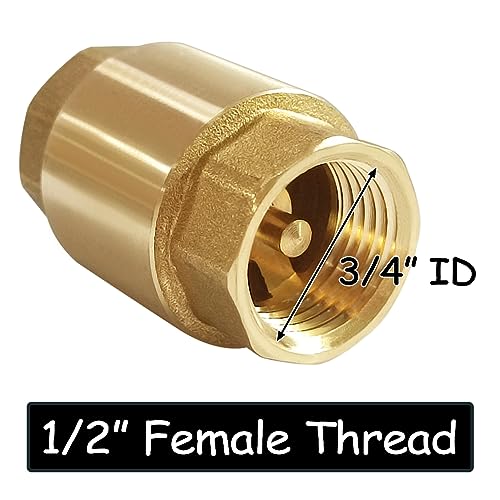 Uenede Brass 1/2 Inch NPT In-line Spring Check Valve, 1PCS - size: 1/2"NPT