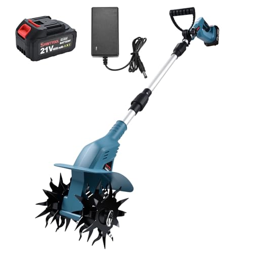 21v Cordless Tiller Cultivator with 4.0 Ah Battery and Charger