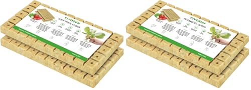 VIVOSUN 1 Inch Rockwool Cubes, 100 Plugs Grow Cubes for Hydroponics, Cuttings, Cloning, Plant Propagation, Seed Startling (Pack of 2) - size: 1"-100 Plugs (Pack of 2)