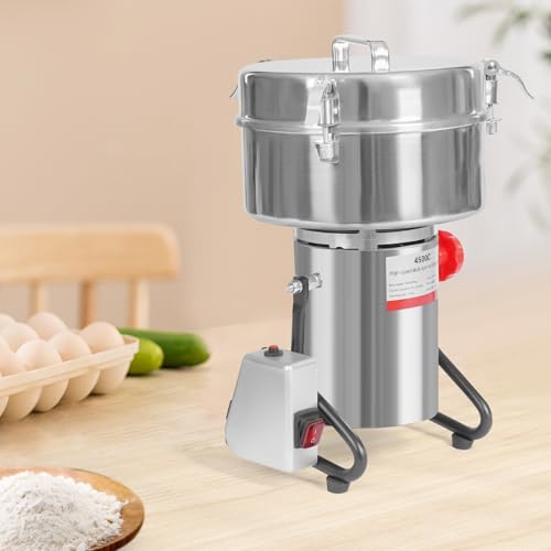 Electric Grain Mill Grinder 4500g Stainless Steel Grinding Machine Commercial Food Grain Mill with High-Pressure Lid 30000r/min High-Speed Dry Grinder for Kitchen (5000W 110V) - size: 4500g electric grain grinder