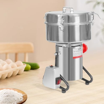 Electric Grain Mill Grinder 4500g Stainless Steel Grinding Machine Commercial Food Grain Mill with High-Pressure Lid 30000r/min High-Speed Dry Grinder for Kitchen (5000W 110V) - size: 4500g electric grain grinder