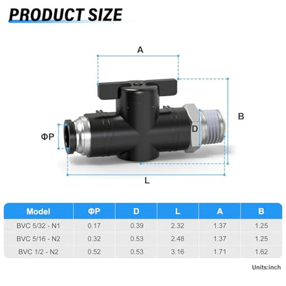 TAILONZ 1/2"ODx1/4"NPT Push-to-Connect Fitting Ball Control Valve 1Pcs - size: 1/2"OD x 1/4"NPT/1PCS
