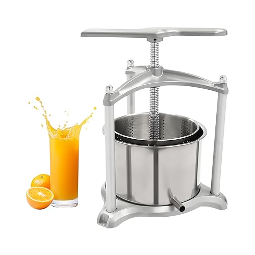 Fruit Wine Press, 1.06 Gal Manual Press Machine with Dual Stainless Steel Barrels, Ergonomic Design for Cider, Tincture, Cheese, Vegetables (6L) - size: 6L
