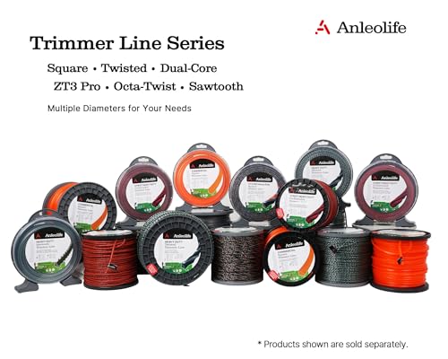 Anleolife .120" Octa-Twist Trimmer Line, Thick Grass, 217ft 1 lb Donut - color: .120 Red, size: 1 Pound
