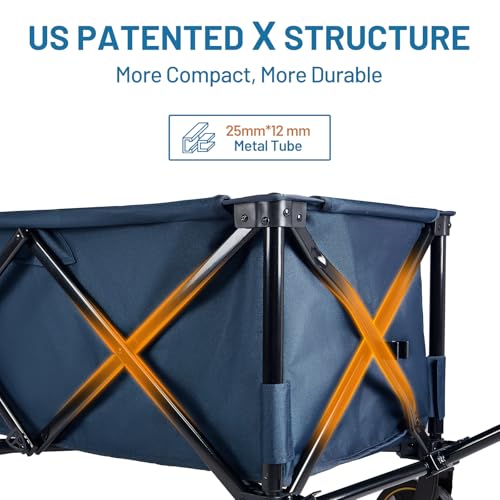 Timber Ridge 51.2'' Extended Collapsible Wagons Carts Foldable - color: Blue, size: 400L