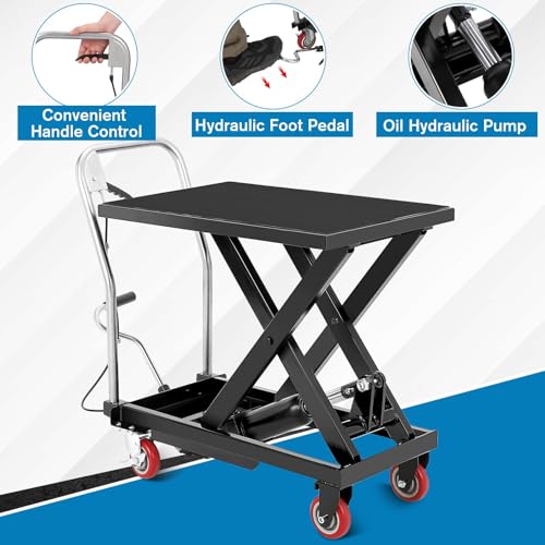 Hydraulic Lift Table Cart, 330lbs Capacity 28.5 in Lifting Height - color: Black