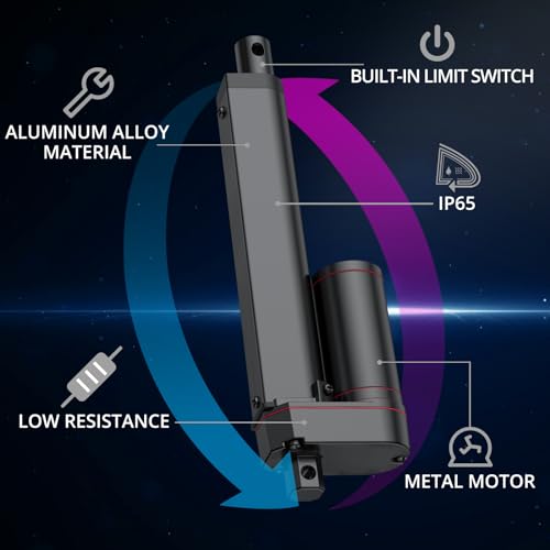 Justech 330LBS/1500N-6inch/150mm 12V Linear Actuator with Bracket, Black - size: 1500N 150mm