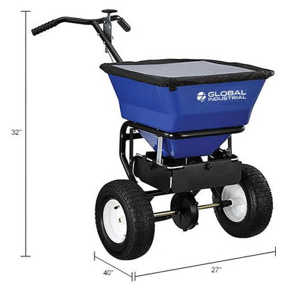 Global Industrial Walk-Behind Universal Spreader, 100 Lb. Capacity, Blue