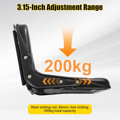Universal Forklift Seat, Adjustable Tractor Suspension Seat Scratch-Resistant PVC Construction for Excavator Backhoe