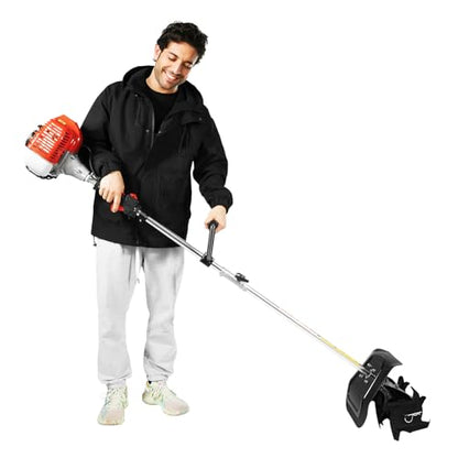 Hand-held Tiller Cultivator, 51.7CC 2 Stroke Cordless Garden Rototiller Mini Gas Powered Rotary Cultivator Garden Tool w/9in Tilling Width and 3.5in Tilling Depth for Lawn/Gardening/Soil Cultivation