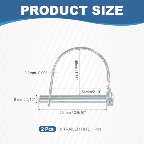 Trailer Coupler Pin, Pto Shaft Locking Hitch Pin - Fitting for (Farm Trailers - Wagons Towing - Garden Lawn Equipment - Hitches) 5/16" x 2-9/16" & 2 Pcs & Carbon Steel - size: 5/16" x 2-9/16"
