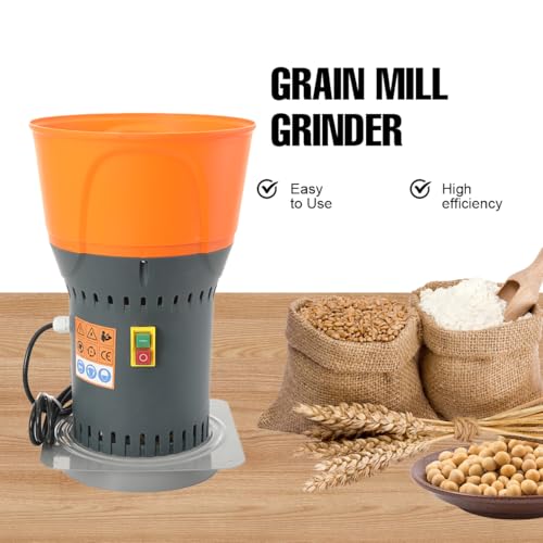 Grain Mill Corn Grinder 1000W 110V Electric Feed Grinder Mill 3 Sieves 300kg/h Corn Grinder Dry Grain Mill for Wheat Barley Animal Feed 7L Funnel 19000 RPM Copper Motor Electric Grain Mill Oran