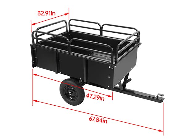 KUAFU Heavy Duty ATV/UTV Trailer Dump Cart Universal 750LBS 15 Cu.Ft Tow