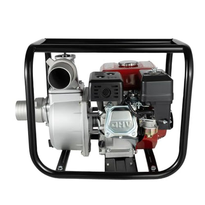 7.5HP Gasoline Water Pump 3 Inch 4-Stroke 196CC High Flow Irrigation Pump Air-Cooled Engine Portable Farm Garden Water Transfer Pump for Heavy Duty Water Movement