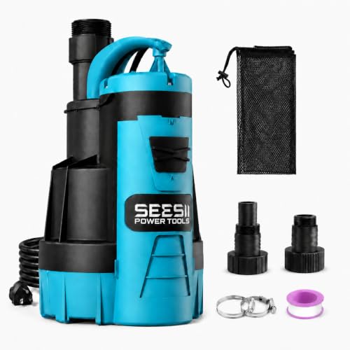 SEESII 1HP Automatic Submersible Water Pump - 5548 GPH High Flow - color: Ocean Blue