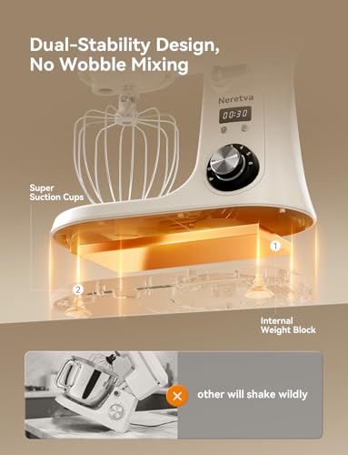 Neretva Super Stable Stand Mixer with Low Noise Operation, 6.34 QT Capacity