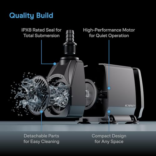 AC Infinity 850 GPH Submersible Water Pump (3218 L/H 36W). - size: 850 GPH