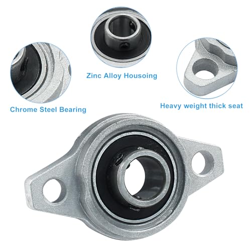 4 Pcs KFL001 Flanged Pillow Block Bearings, 12 mm - size: KFL001