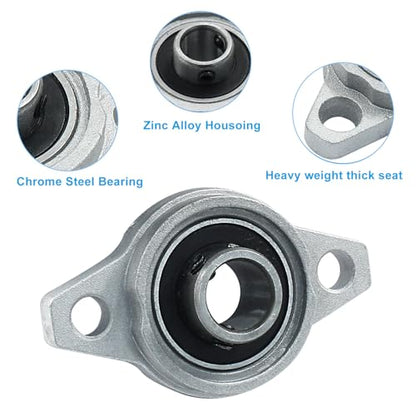 4 Pcs KFL001 Flanged Pillow Block Bearings, 12 mm - size: KFL001
