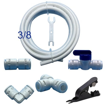 3/8" RO Tubing Kit 10FT, Water Line & Quick Connect Fittings