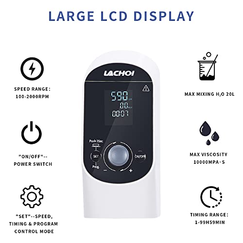 Electric Overhead Stirrer Mixer Lab LCD 2000RPM Timing 20L 10000mPas - size: 20LD