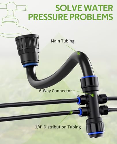 HIRALIY 140FT Quick-Connect Drip Irrigation Kit for Large Gardens - size: 140 FT