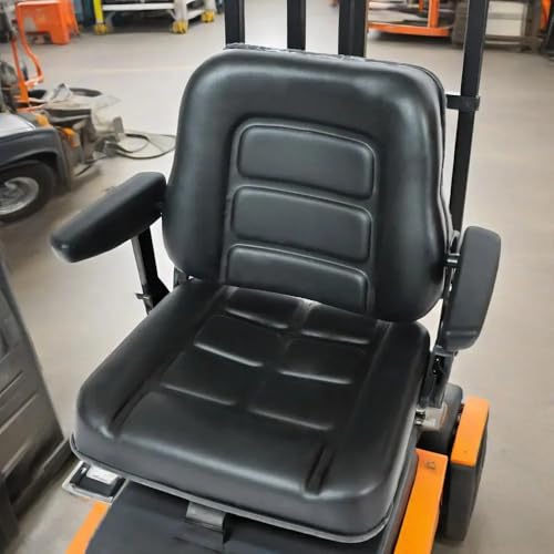SecosAutoparts Universal Lawn Mower Tractor Seat Forklift Seat Digger Seat With Armrest Backrest Adjustable Waterproof