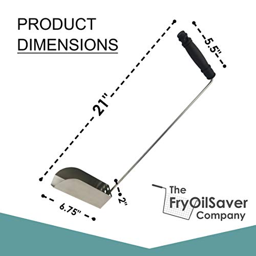 Extra Large 3-Piece Deep Fryer Cleaning Set – 31" Rod & Bristle Brush, Stainless Steel Crumb Scooper, Heat-Resistant to 750°F, Rust-Resistant, Durable, Perfect for Food Service, by FryOilSaver Co