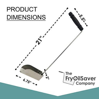 Extra Large 3-Piece Deep Fryer Cleaning Set – 31" Rod & Bristle Brush, Stainless Steel Crumb Scooper, Heat-Resistant to 750°F, Rust-Resistant, Durable, Perfect for Food Service, by FryOilSaver Co