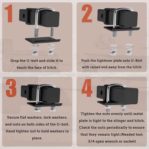 2" Adjustable Trailer Hitch with Tightener, 6-Inch Rise/Drop - size: 6 inch