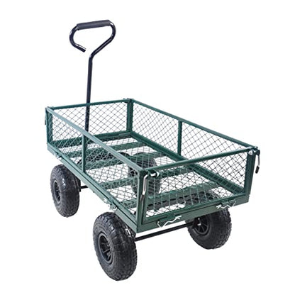Garden Dump Cart - Large Capacity, Removable, Sturdy, Green, Outdoor Use - color: Green
