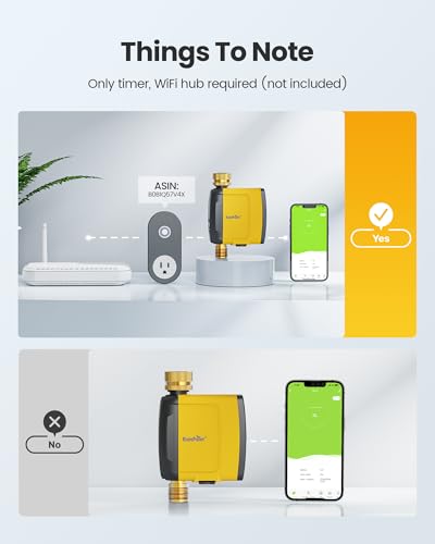 RAINPOINT WiFi Water Timer, Smart Sprinkler System Valve With APP & Voice Control, Weather-Based Automatic Rain Delay, Brass Inlet & Outlet (No WiFi Hub) - style: Timer without WiFi hub