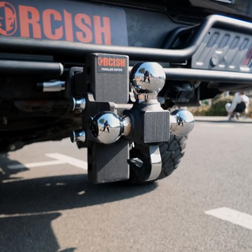 Adjustable Trailer Hitch, 360° Swivel Tri Ball Mount with Tow Hook & Lock - color: 2"-Adjustable