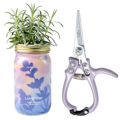 Modern Sprout Hydroponic Grow + Harvest Bundle - color: Lavender Garden Jar + Lavender Shears