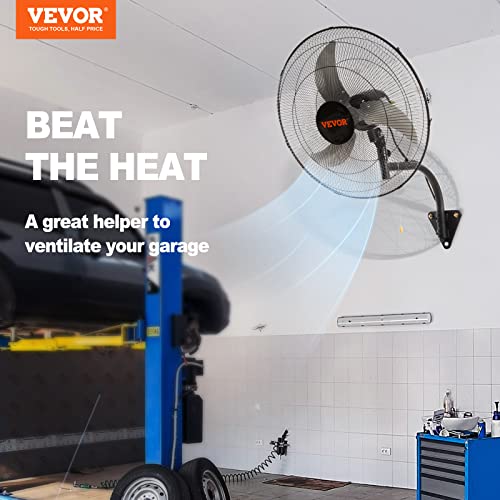 VEVOR Wall Mount Fan, 18 inch, 3-Speed, 4000 CFM Oscillating Fan, Black - size: 18 Inch, style: Oscillating