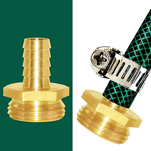 Joywayus 2Pcs 3/8" Barb to 3/4" GHT Male Brass Garden Hose Repair Connector - size: 3/8"Barb-2PCS