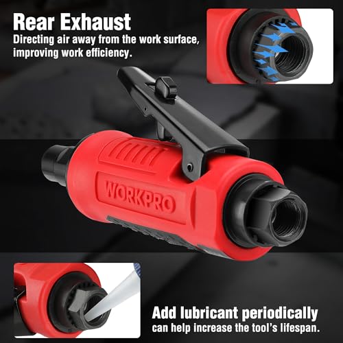 WORKPRO Pneumatic Straight Die Grinder, 25000 RPM, 1/4" & 1/8" Collets