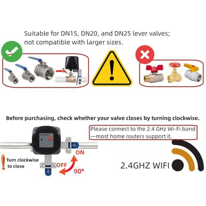 Motorized Smart Valve Actuator (Valve Sold Separately) WiFi & Bluetooth Electric Water Shutoff Controller Robot Automatically, Tuya Smart & Smart Life App Control, Work with Alexa, No Hub Required