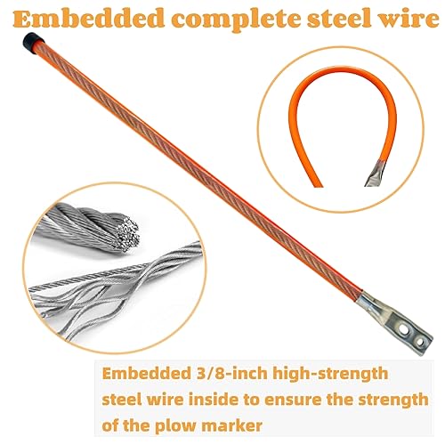 28" Snow Plow Markers Blade Guides Orange 3/4'' Built-in Steel Wire Stainless Steel Thickened Material Never Break Fit for Blizzard Boss SNO-Way Western Snowplows Pickup Truck SUV UTV ATV