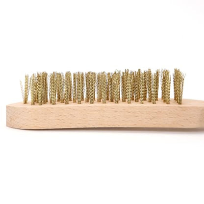 MAXMAN Brass Brush Set, 11" Beechwood Handle, Heavy Duty Rust/Paint Remover - style: Brass Brush