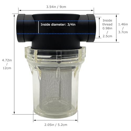 3/4" Female NPT in-Line Strainer with 40 mesh Stainless Steel Filter Screen - size: 3/4“ 40 Mesh
