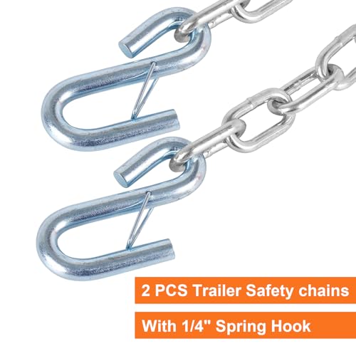 1/4" x 27" Grade 30 Boat Safety Chain with Spring Hooks - size: 1/4" X 27"