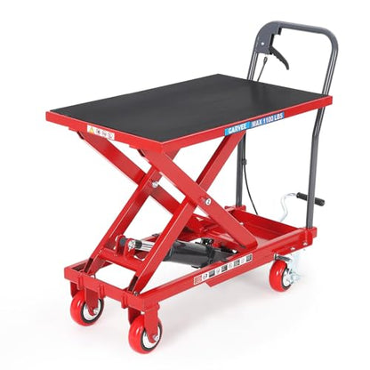 Hydraulic Lift Table Cart, 500Lbs Capacity 28.5" Lifting Height - color: Red