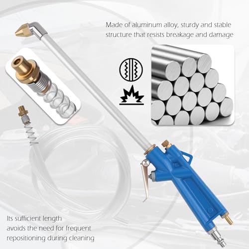 Air Engine Cleaning Gun Elbow & 3.93Ft Hose,Pneumatic Air Nozzle Blow Gun High Pressure Airs Spray Guns for Narrow Space,Universal Siphon Spray Guns for Car Engine Dust Cleaning